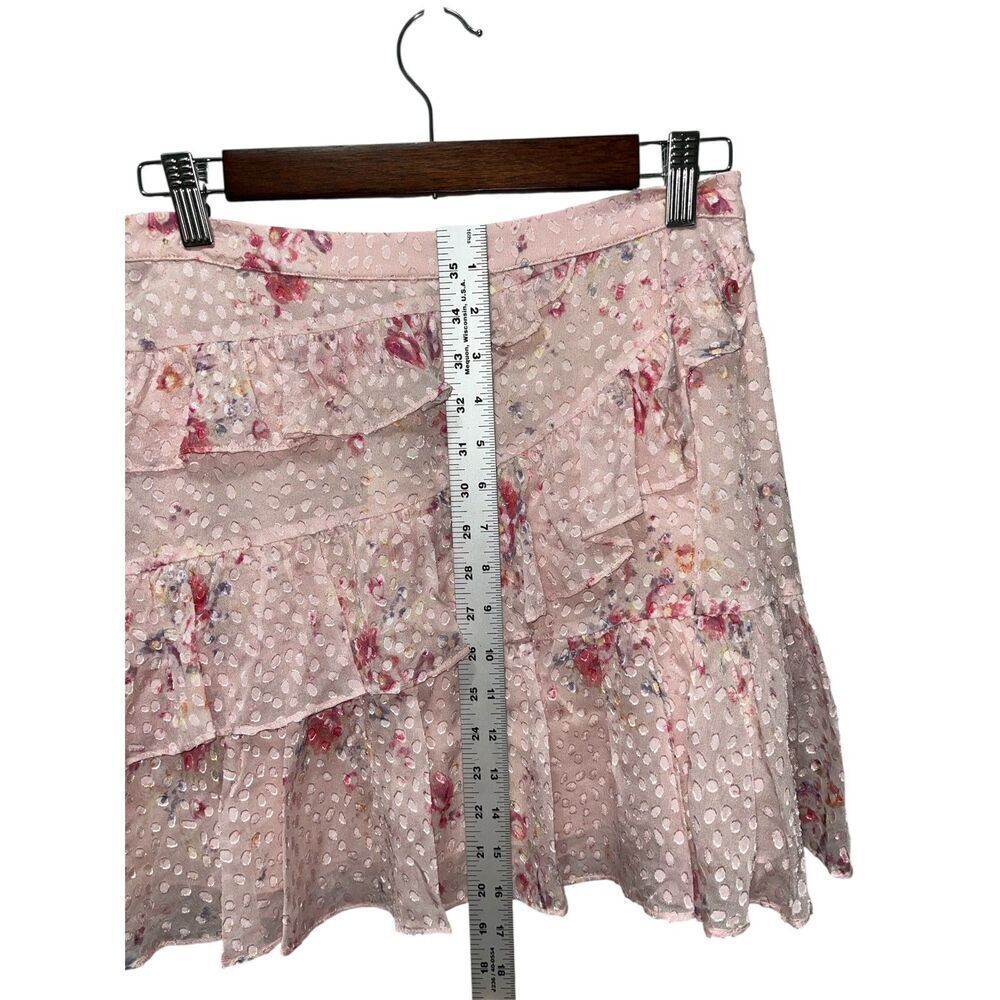 LoveShackFancy Imelda Skirt Bubbly Pink Size 4 Mini Ruffle Skirt Silk Blend - Picture 10 of 13